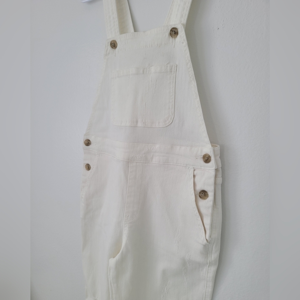 Pilcro and the Letterpress By Anthropologie Off White Jeans Overalls Size 26 - Picture 5 of 11